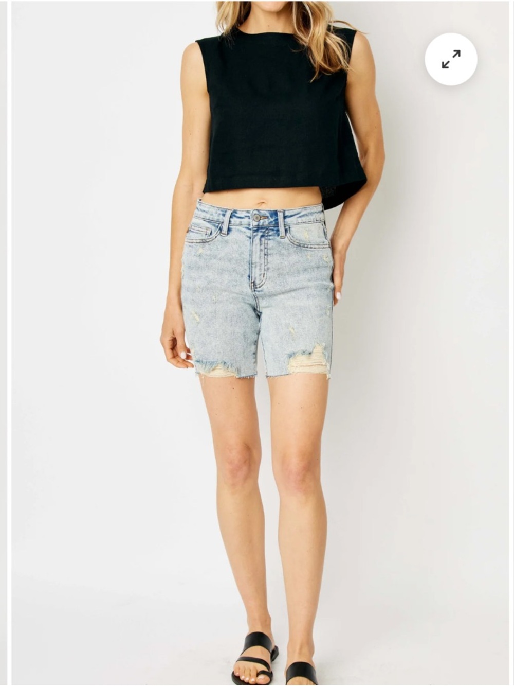 JUDY BLUE High Waist Mineral Wash Destroyed Boyfriend Shorts size Large